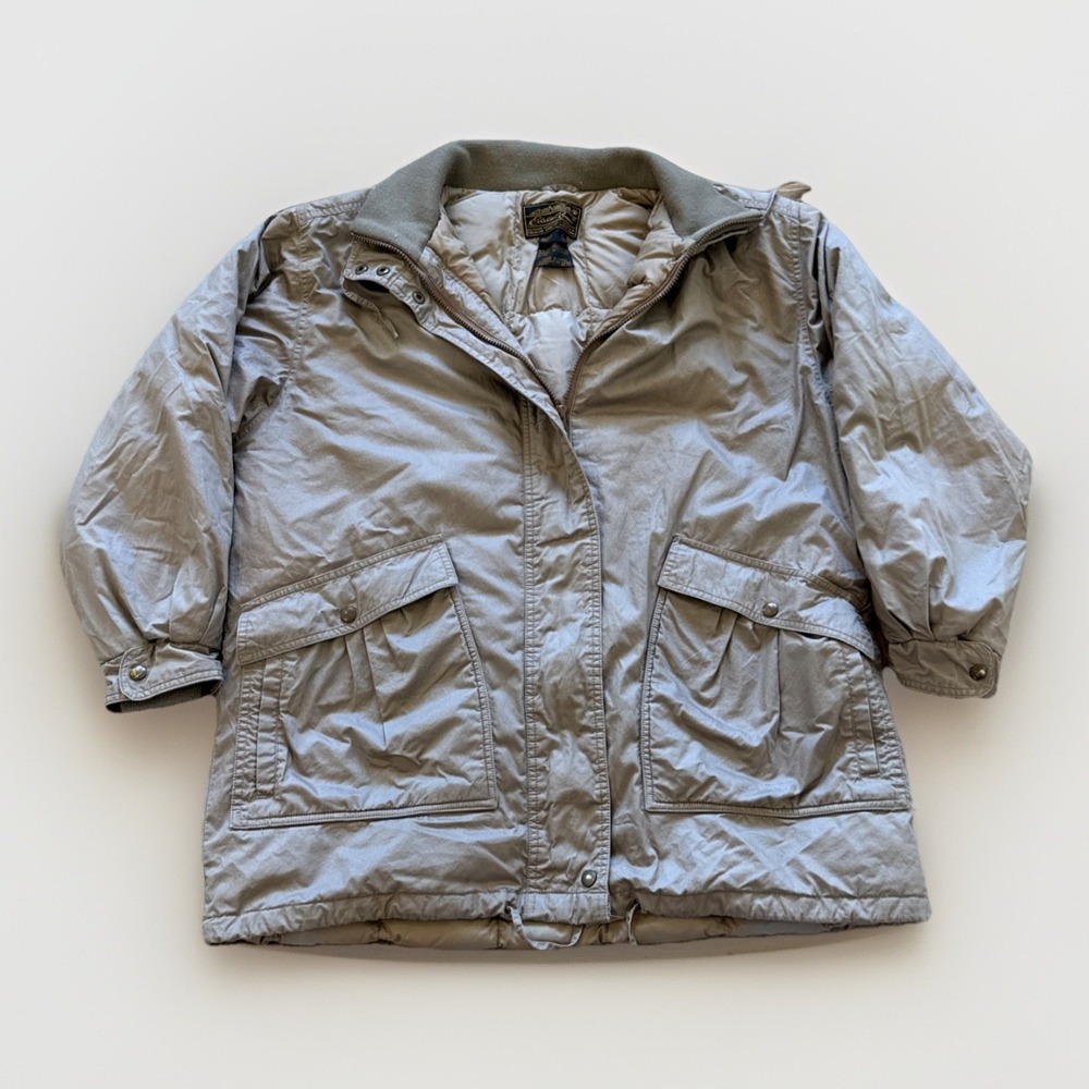 Vintage Eddie Bauer Jacket‎ Womens XL Barn Chore Field Goose Down Brown Puffer